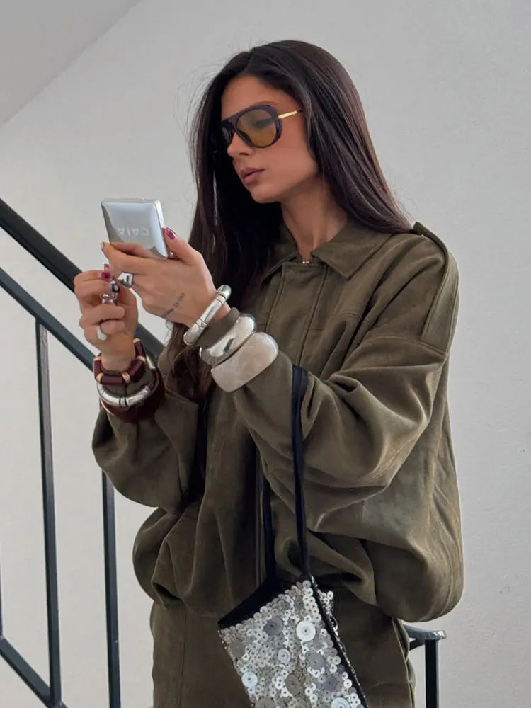 Giacca Scamosciata Oversize Giada™ – Perfetta per la Mezza Stagione