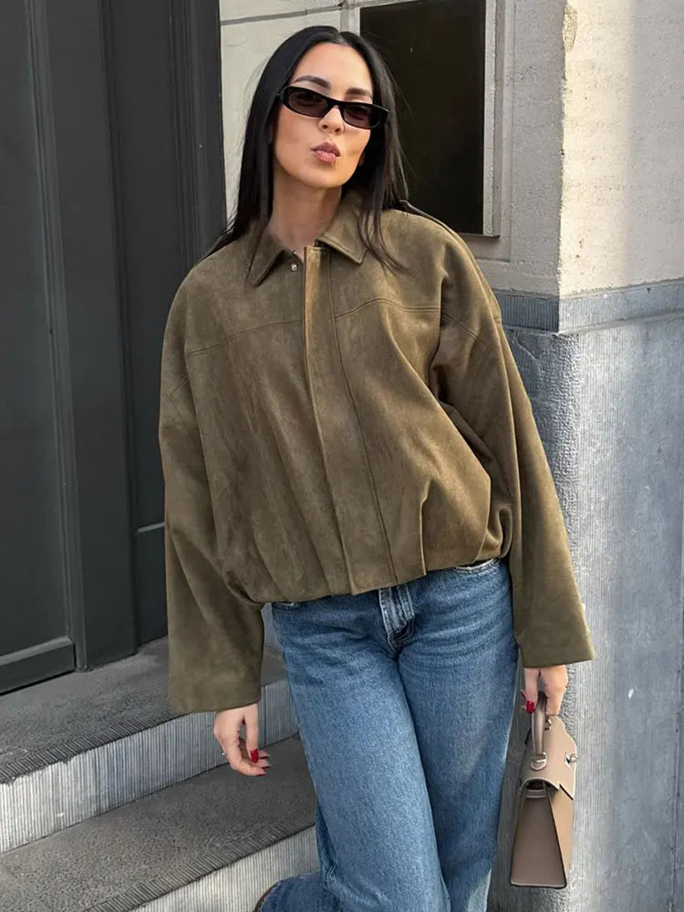 Giacca Scamosciata Oversize Giada™ – Perfetta per la Mezza Stagione