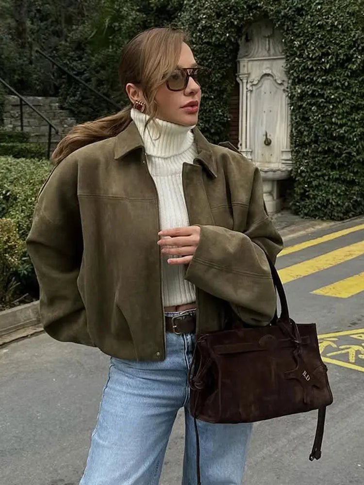 Giacca Scamosciata Oversize Giada™ – Perfetta per la Mezza Stagione